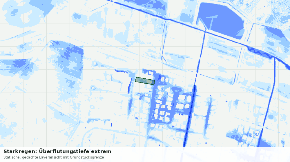 Statische Kartenansicht: Starkregen: Überflutungstiefe extrem