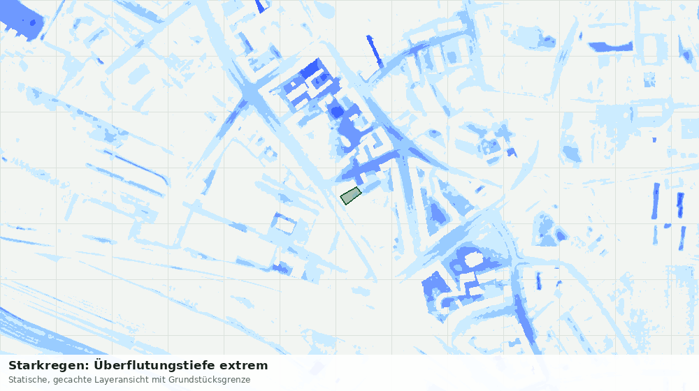 Statische Kartenansicht: Starkregen: Überflutungstiefe extrem