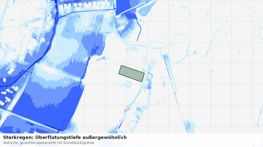 Statische Kartenansicht: Starkregen: Überflutungstiefe außergewöhnlich