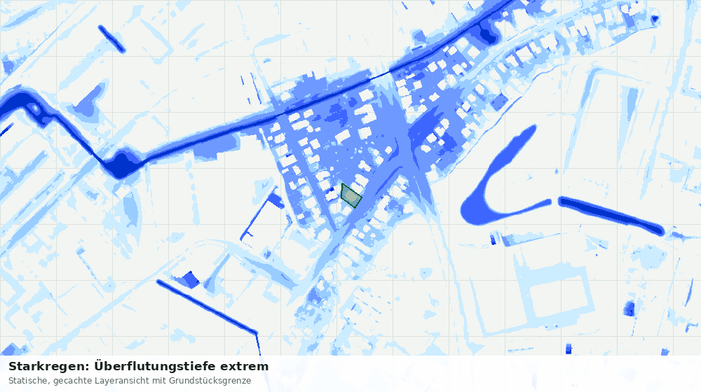 Statische Kartenansicht: Starkregen: Überflutungstiefe extrem