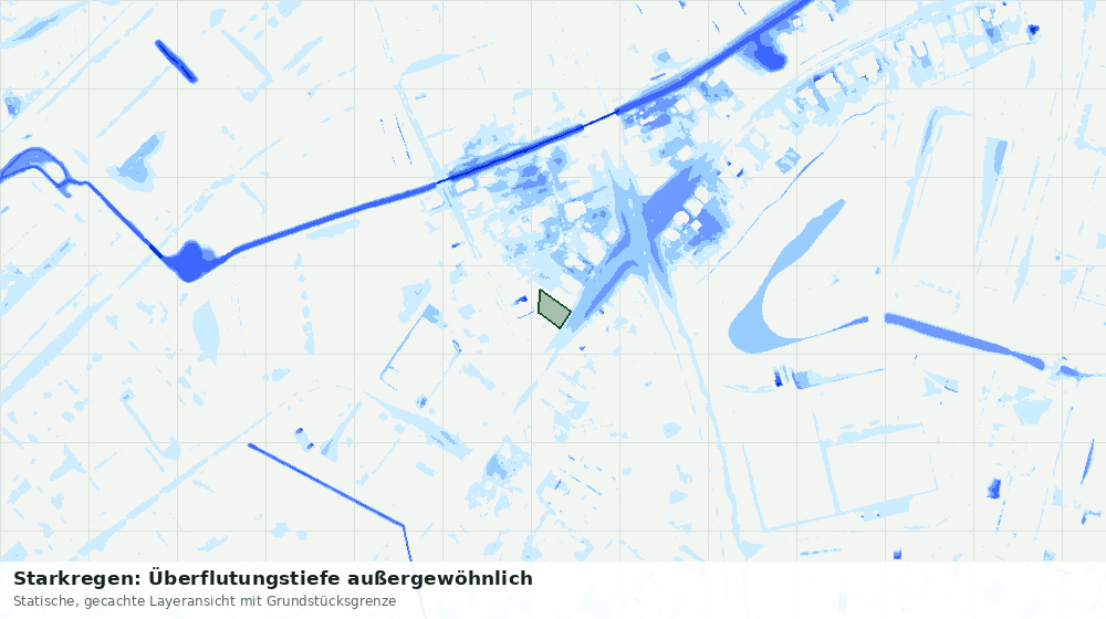 Statische Kartenansicht: Starkregen: Überflutungstiefe außergewöhnlich