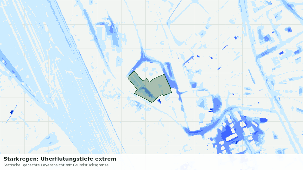 Statische Kartenansicht: Starkregen: Überflutungstiefe extrem