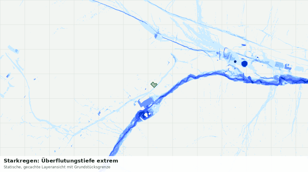 Statische Kartenansicht: Starkregen: Überflutungstiefe extrem
