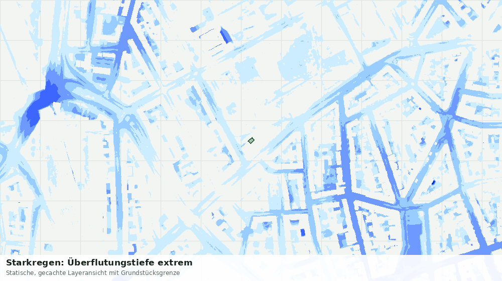 Statische Kartenansicht: Starkregen: Überflutungstiefe extrem