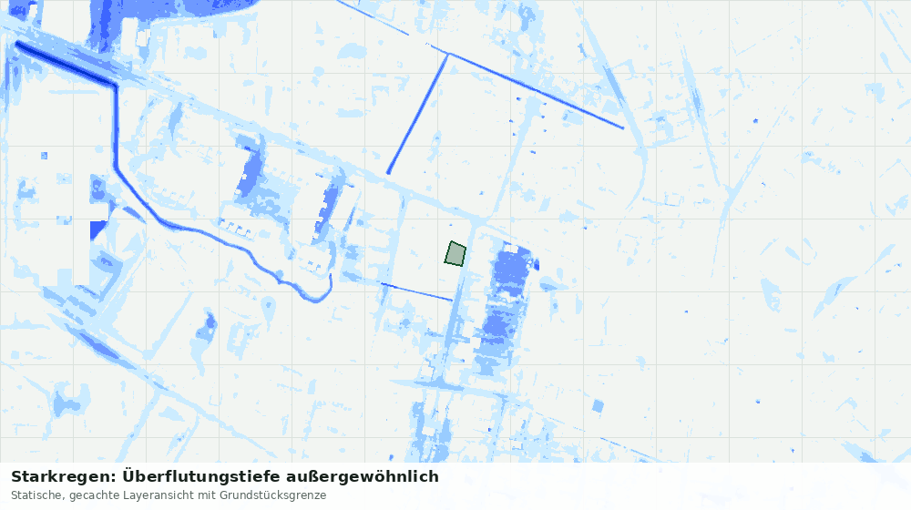 Statische Kartenansicht: Starkregen: Überflutungstiefe außergewöhnlich