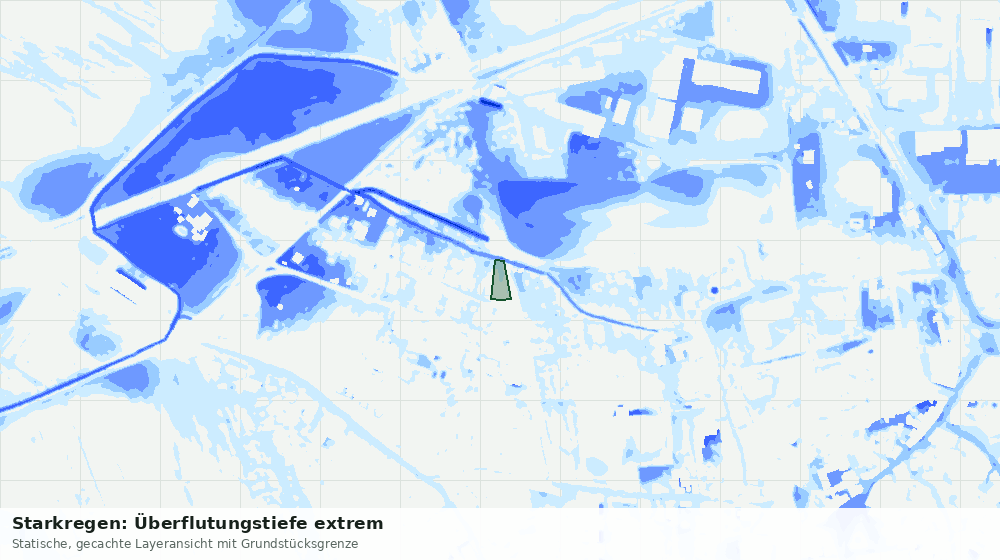 Statische Kartenansicht: Starkregen: Überflutungstiefe extrem