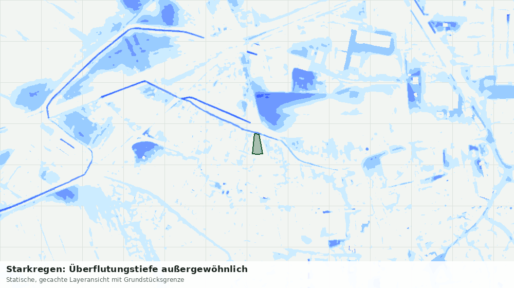 Statische Kartenansicht: Starkregen: Überflutungstiefe außergewöhnlich