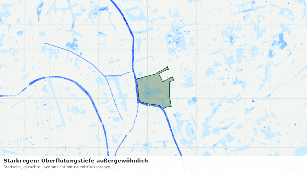Statische Kartenansicht: Starkregen: Überflutungstiefe außergewöhnlich