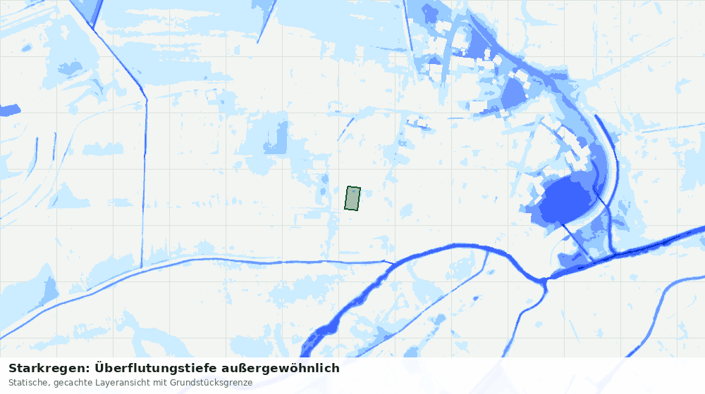 Statische Kartenansicht: Starkregen: Überflutungstiefe außergewöhnlich