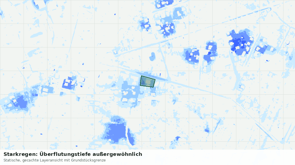 Statische Kartenansicht: Starkregen: Überflutungstiefe außergewöhnlich
