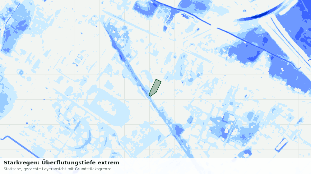 Statische Kartenansicht: Starkregen: Überflutungstiefe extrem