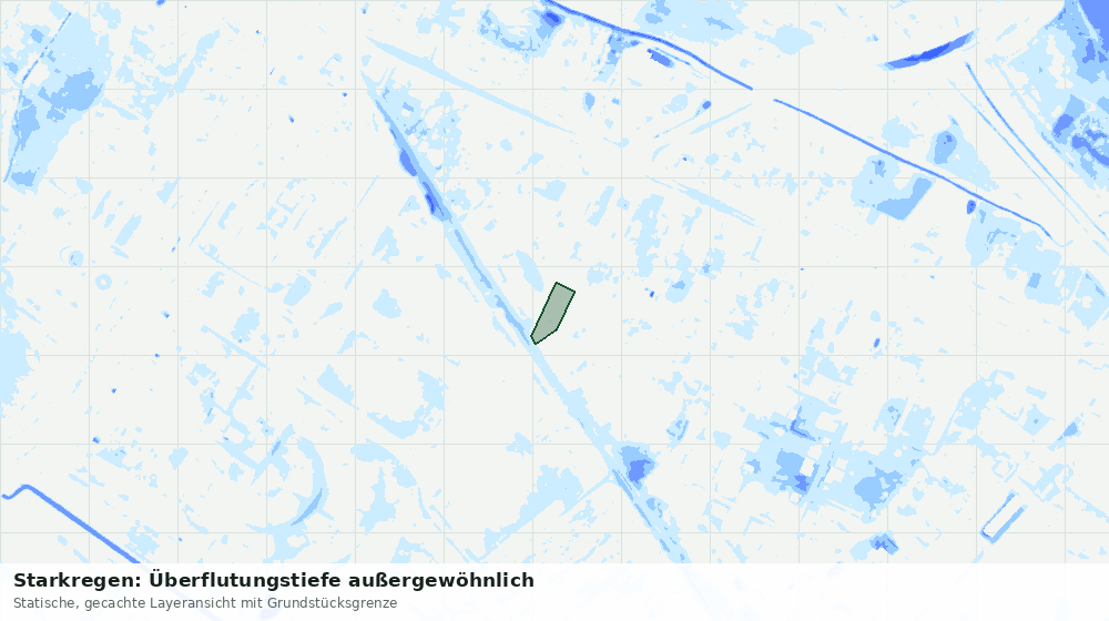 Statische Kartenansicht: Starkregen: Überflutungstiefe außergewöhnlich