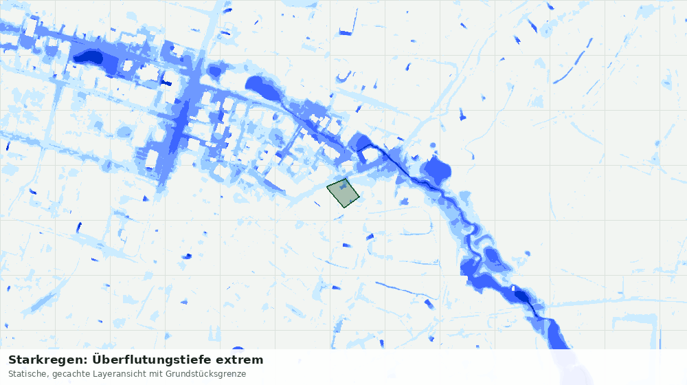 Statische Kartenansicht: Starkregen: Überflutungstiefe extrem