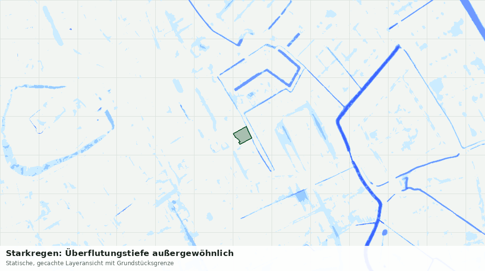 Statische Kartenansicht: Starkregen: Überflutungstiefe außergewöhnlich