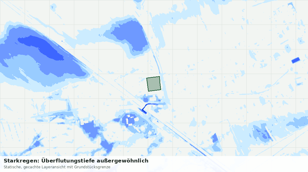 Statische Kartenansicht: Starkregen: Überflutungstiefe außergewöhnlich