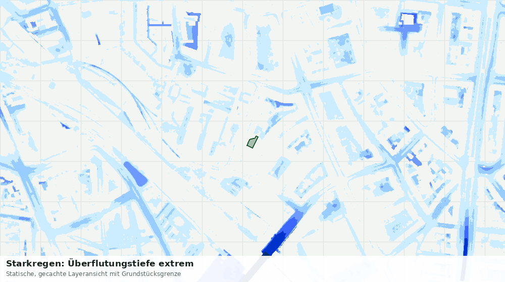 Statische Kartenansicht: Starkregen: Überflutungstiefe extrem
