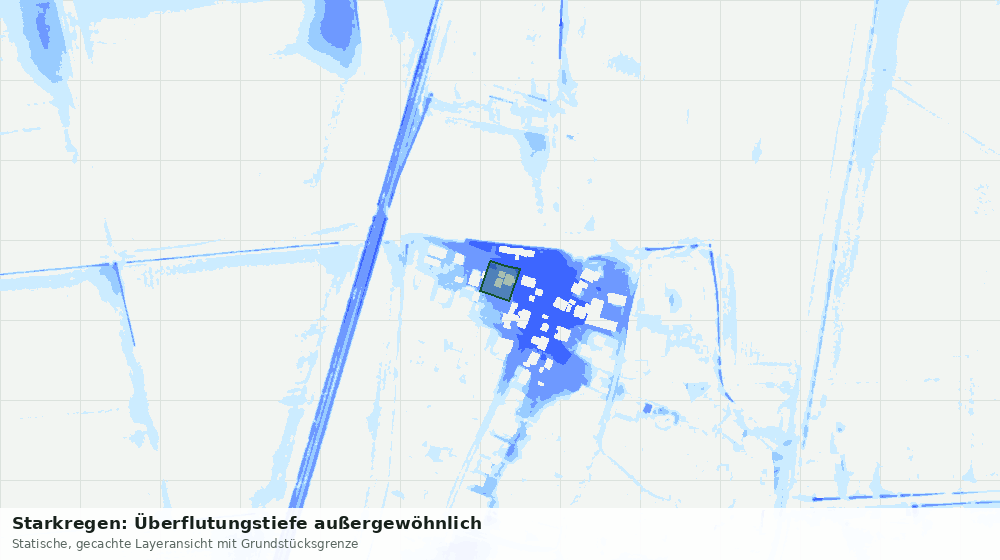 Statische Kartenansicht: Starkregen: Überflutungstiefe außergewöhnlich