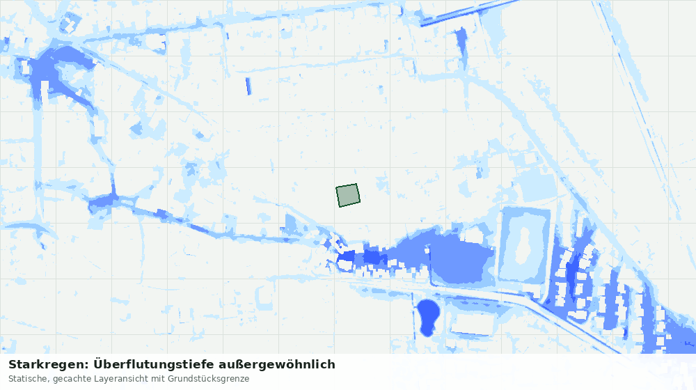 Statische Kartenansicht: Starkregen: Überflutungstiefe außergewöhnlich