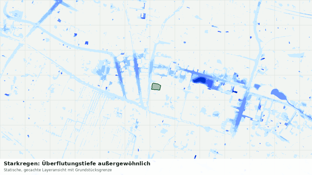 Statische Kartenansicht: Starkregen: Überflutungstiefe außergewöhnlich