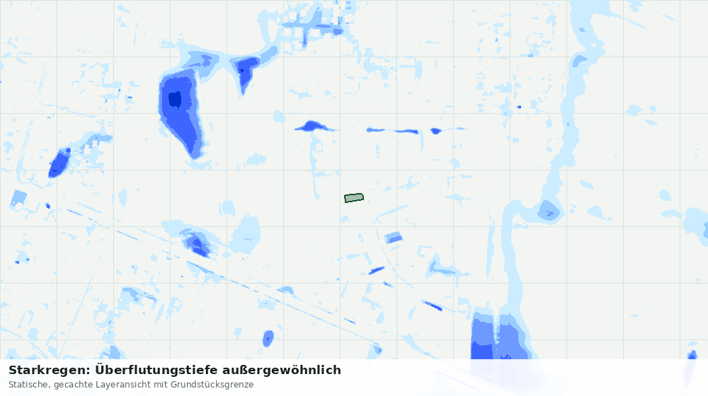 Statische Kartenansicht: Starkregen: Überflutungstiefe außergewöhnlich