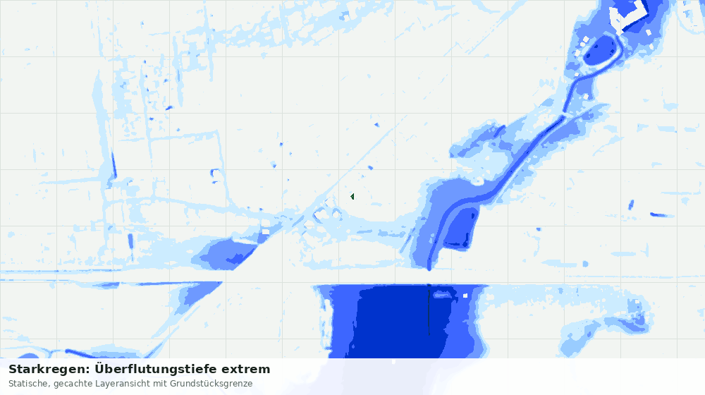 Statische Kartenansicht: Starkregen: Überflutungstiefe extrem