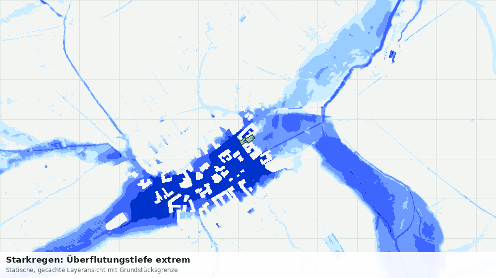 Statische Kartenansicht: Starkregen: Überflutungstiefe extrem