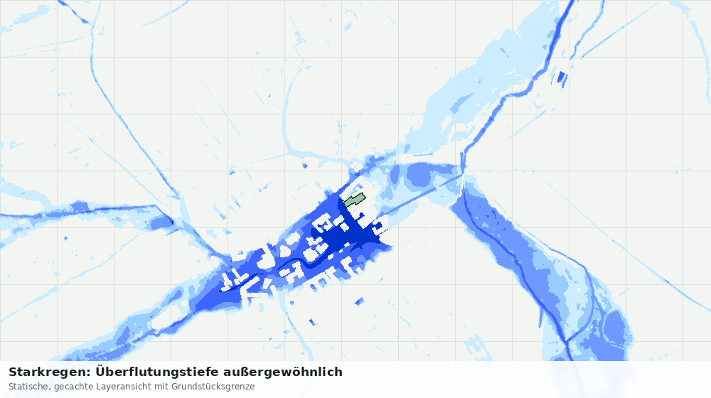 Statische Kartenansicht: Starkregen: Überflutungstiefe außergewöhnlich