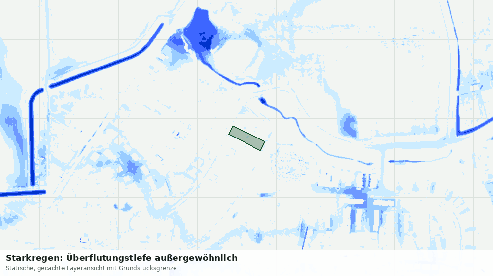 Statische Kartenansicht: Starkregen: Überflutungstiefe außergewöhnlich