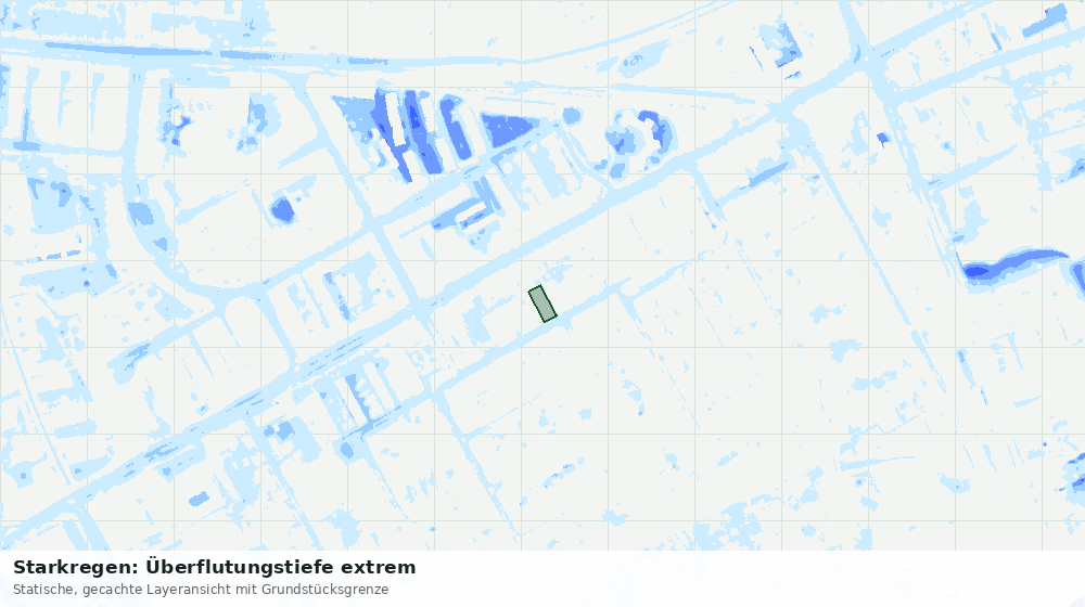 Statische Kartenansicht: Starkregen: Überflutungstiefe extrem