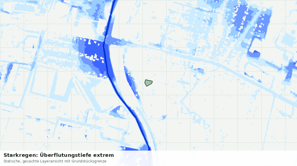 Statische Kartenansicht: Starkregen: Überflutungstiefe extrem