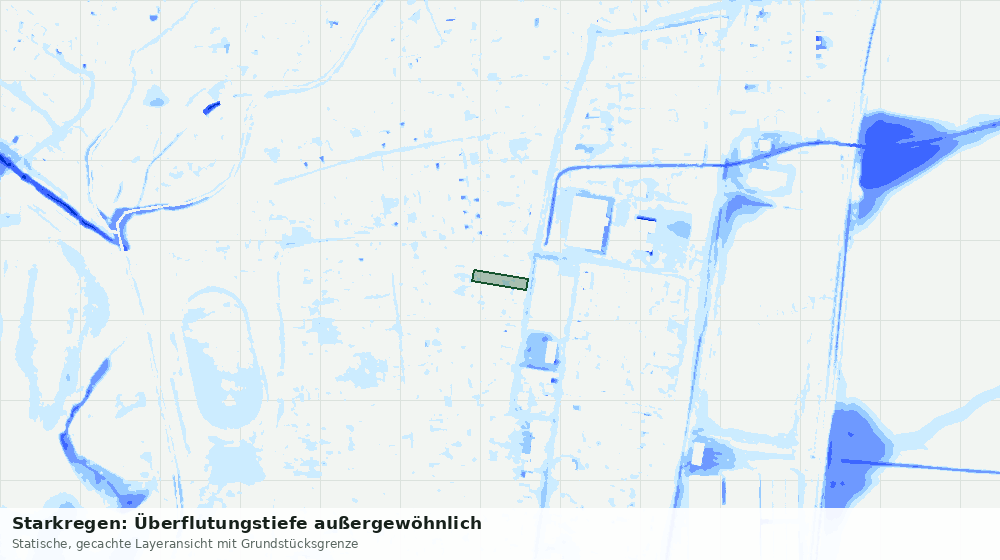 Statische Kartenansicht: Starkregen: Überflutungstiefe außergewöhnlich