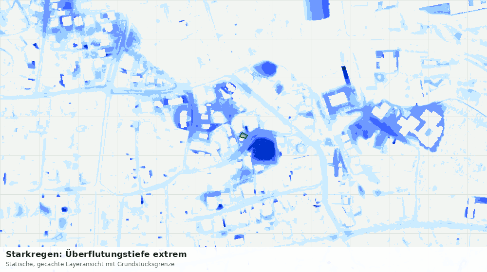 Statische Kartenansicht: Starkregen: Überflutungstiefe extrem
