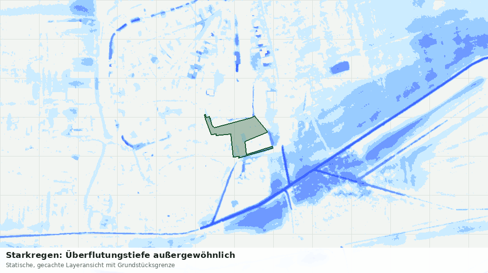 Statische Kartenansicht: Starkregen: Überflutungstiefe außergewöhnlich