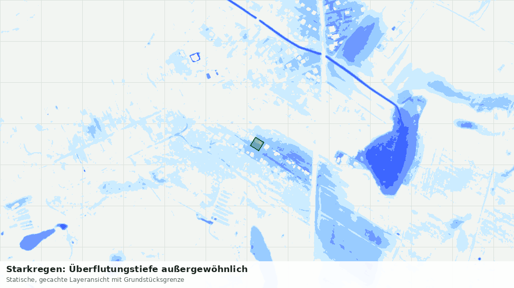 Statische Kartenansicht: Starkregen: Überflutungstiefe außergewöhnlich