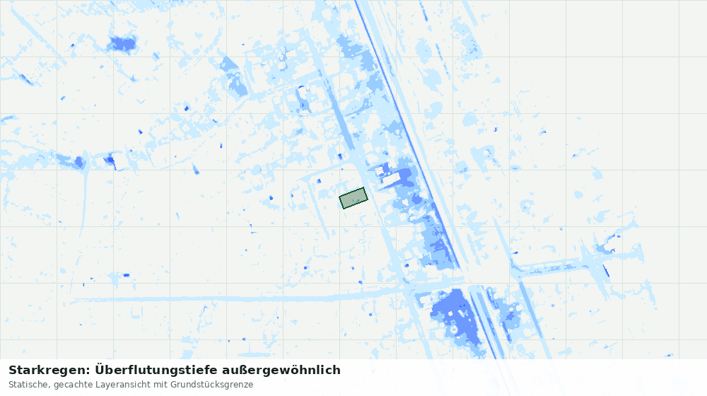 Statische Kartenansicht: Starkregen: Überflutungstiefe außergewöhnlich