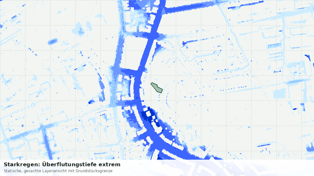 Statische Kartenansicht: Starkregen: Überflutungstiefe extrem