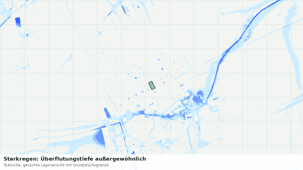 Statische Kartenansicht: Starkregen: Überflutungstiefe außergewöhnlich