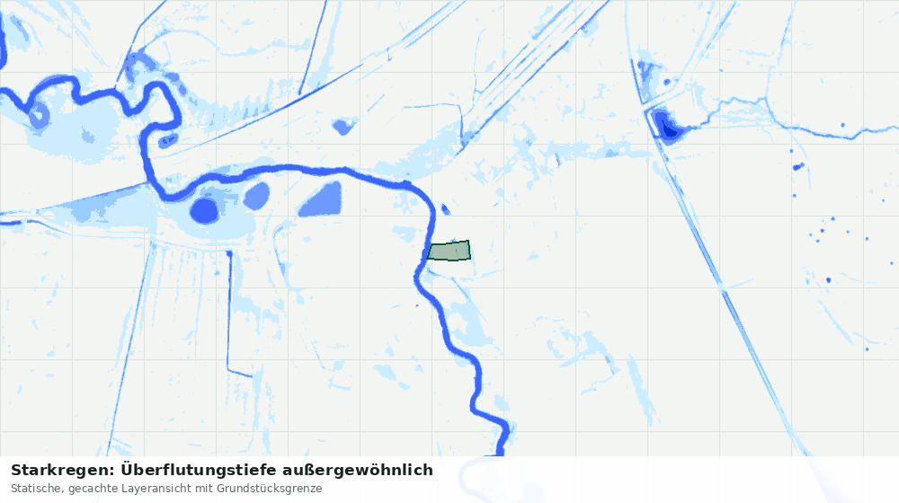 Statische Kartenansicht: Starkregen: Überflutungstiefe außergewöhnlich