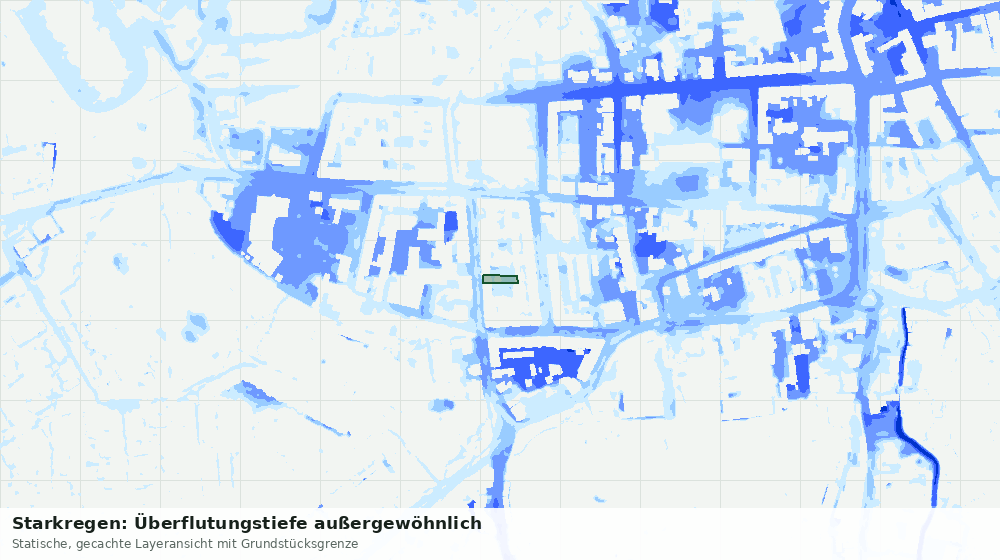 Statische Kartenansicht: Starkregen: Überflutungstiefe außergewöhnlich