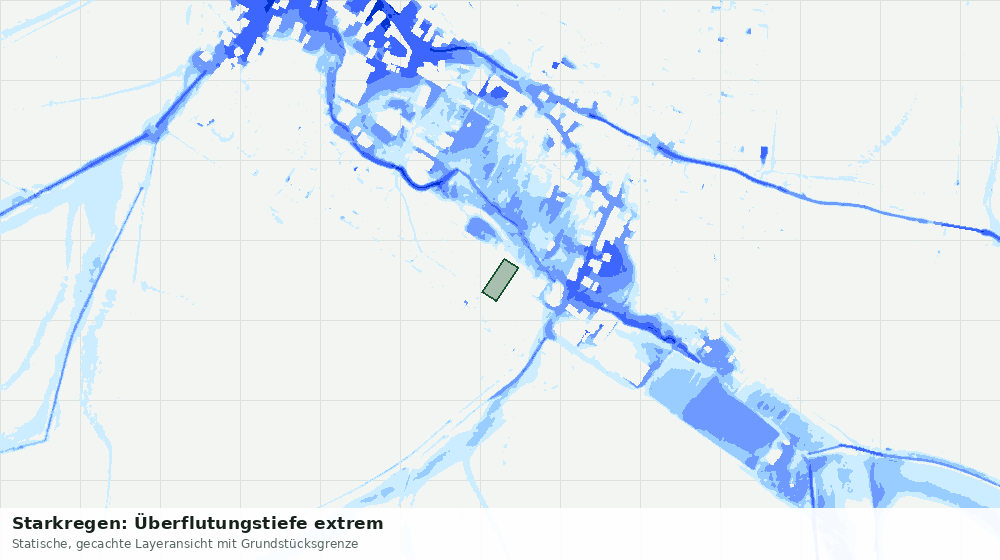 Statische Kartenansicht: Starkregen: Überflutungstiefe extrem