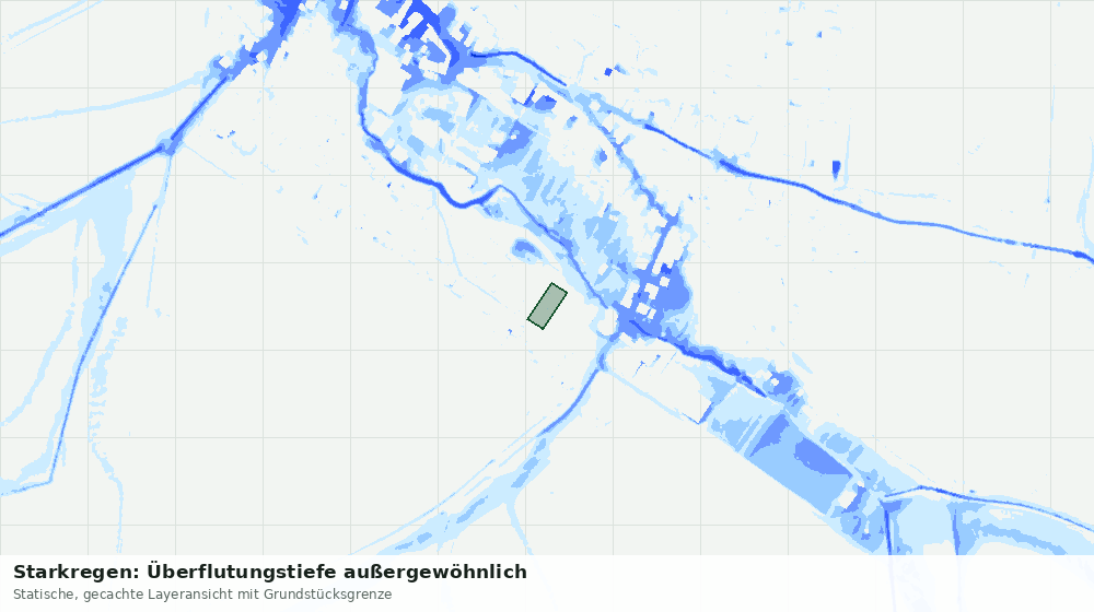Statische Kartenansicht: Starkregen: Überflutungstiefe außergewöhnlich