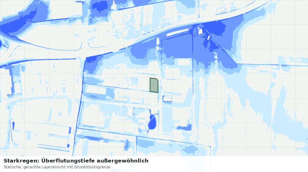 Statische Kartenansicht: Starkregen: Überflutungstiefe außergewöhnlich