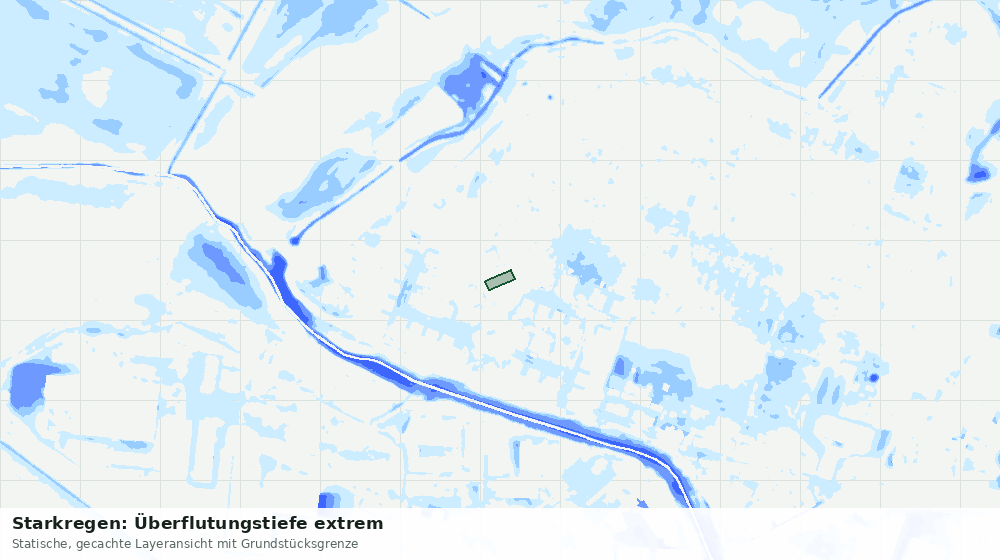 Statische Kartenansicht: Starkregen: Überflutungstiefe extrem