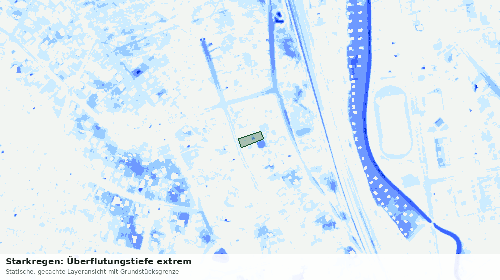 Statische Kartenansicht: Starkregen: Überflutungstiefe extrem