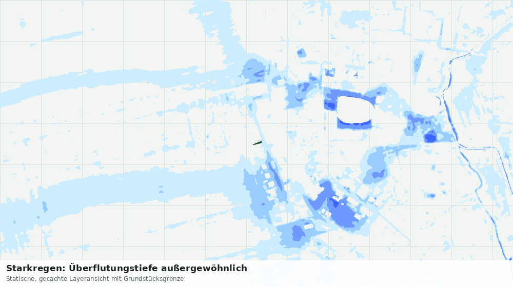 Statische Kartenansicht: Starkregen: Überflutungstiefe außergewöhnlich
