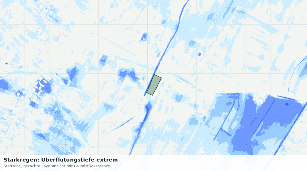 Statische Kartenansicht: Starkregen: Überflutungstiefe extrem