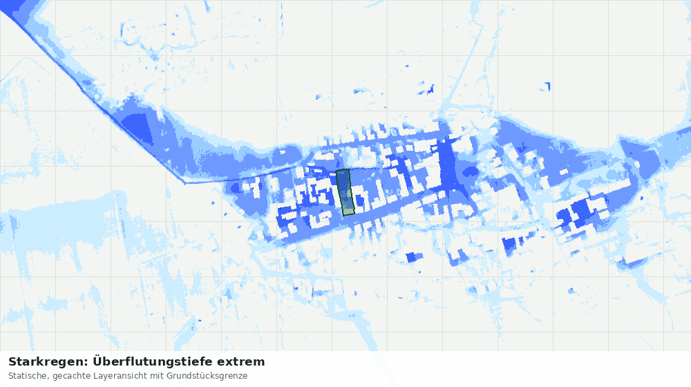 Statische Kartenansicht: Starkregen: Überflutungstiefe extrem