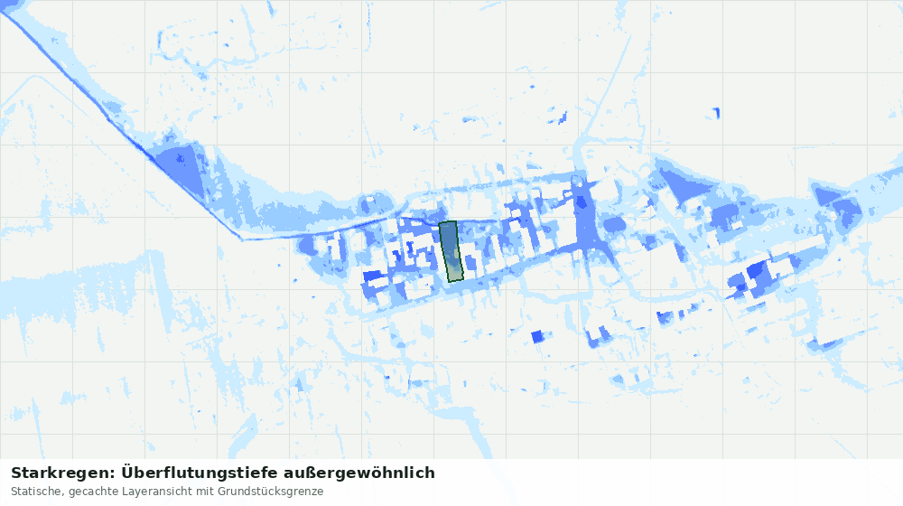 Statische Kartenansicht: Starkregen: Überflutungstiefe außergewöhnlich