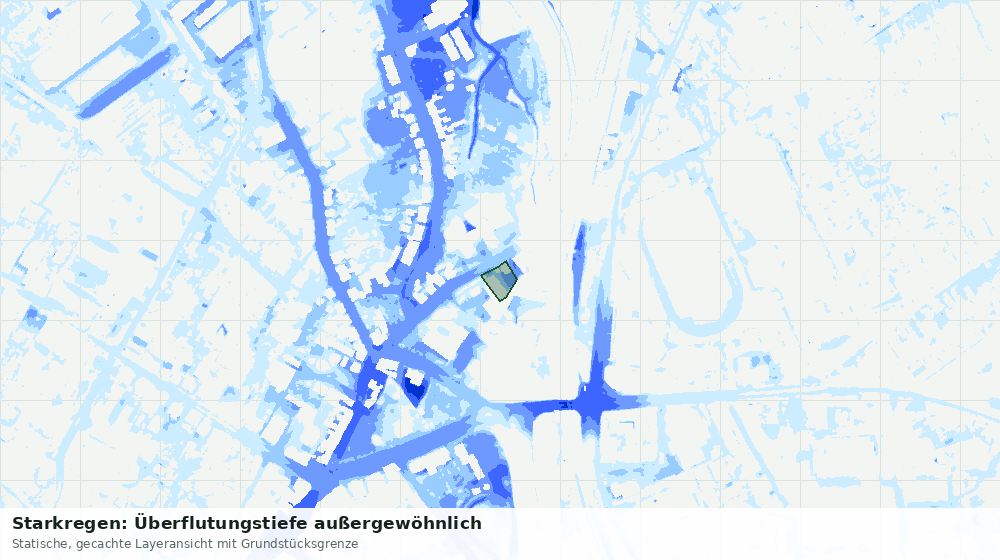 Statische Kartenansicht: Starkregen: Überflutungstiefe außergewöhnlich
