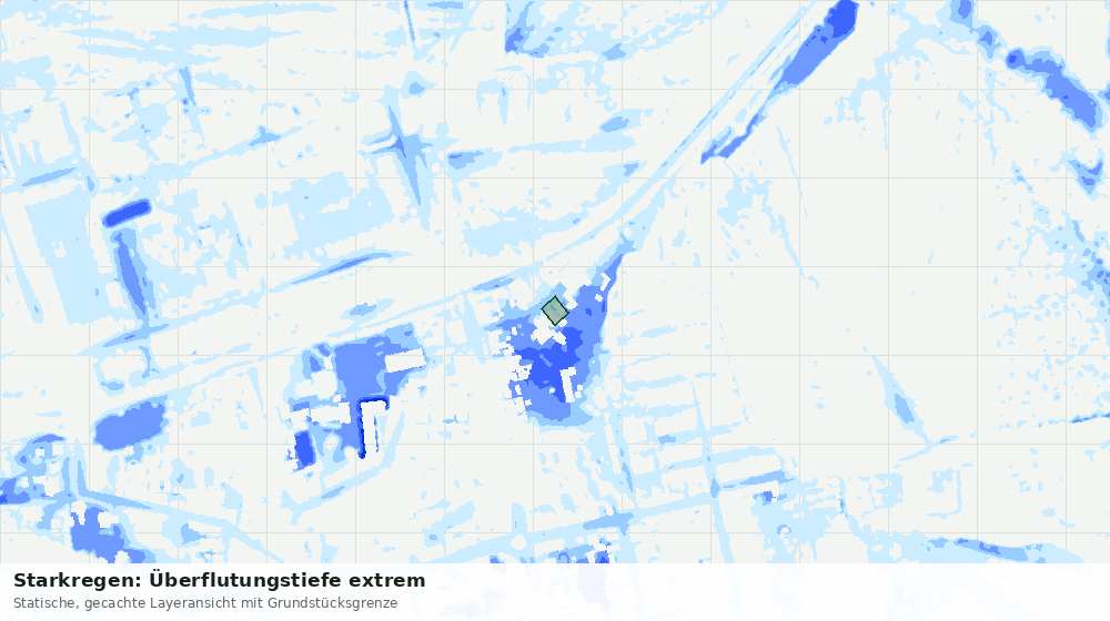 Statische Kartenansicht: Starkregen: Überflutungstiefe extrem